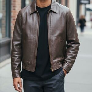 Columbia Coat Sportswear Leather Bomber Style Jacket Men's Size Medium Lined